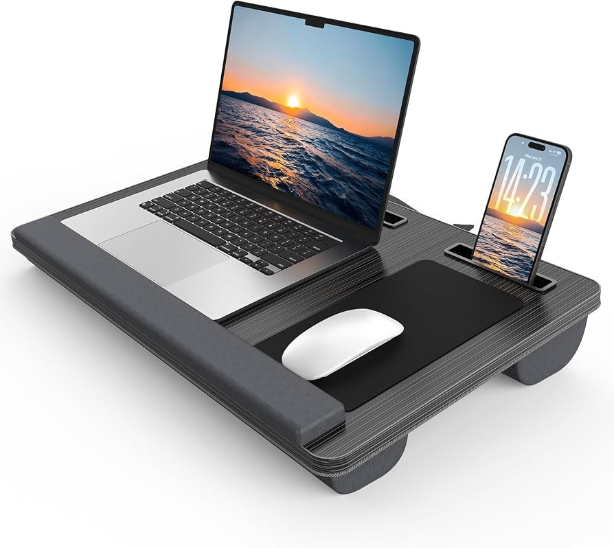 HETTHI Lap Desk with Cushion, Large Laptop Besk Bed, Up to 17" Laptop Tray for Bed with Wrist Res... | Amazon (US)