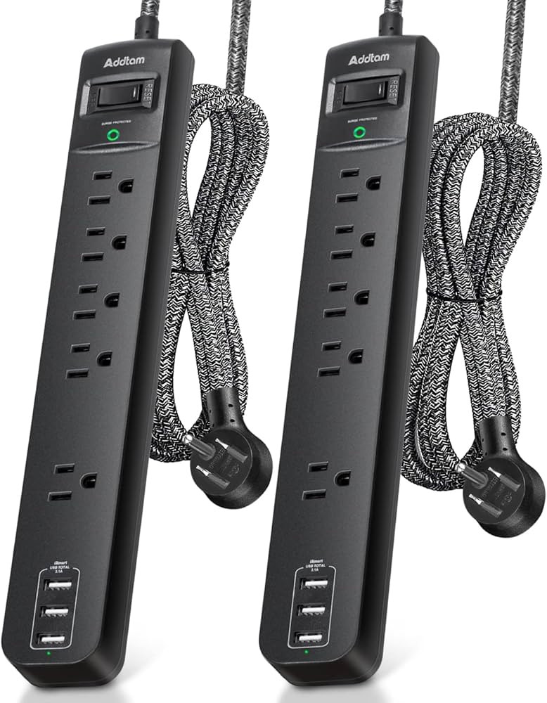 2 Pack Power Strip Surge Protector - 5 Widely Spaced Outlets 3 USB Charging Ports, 1875W/15A with... | Amazon (US)