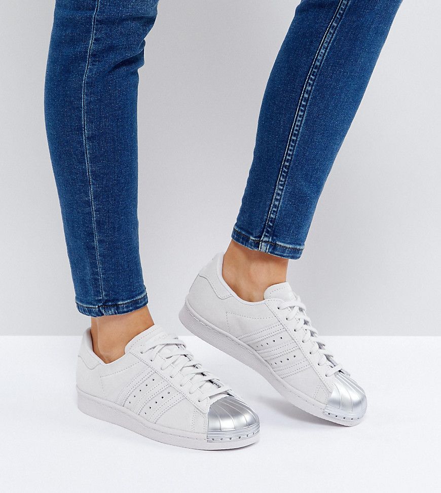 adidas Originals White Superstar 80S Sneakers With Metal Toe Cap - Gray | ASOS US