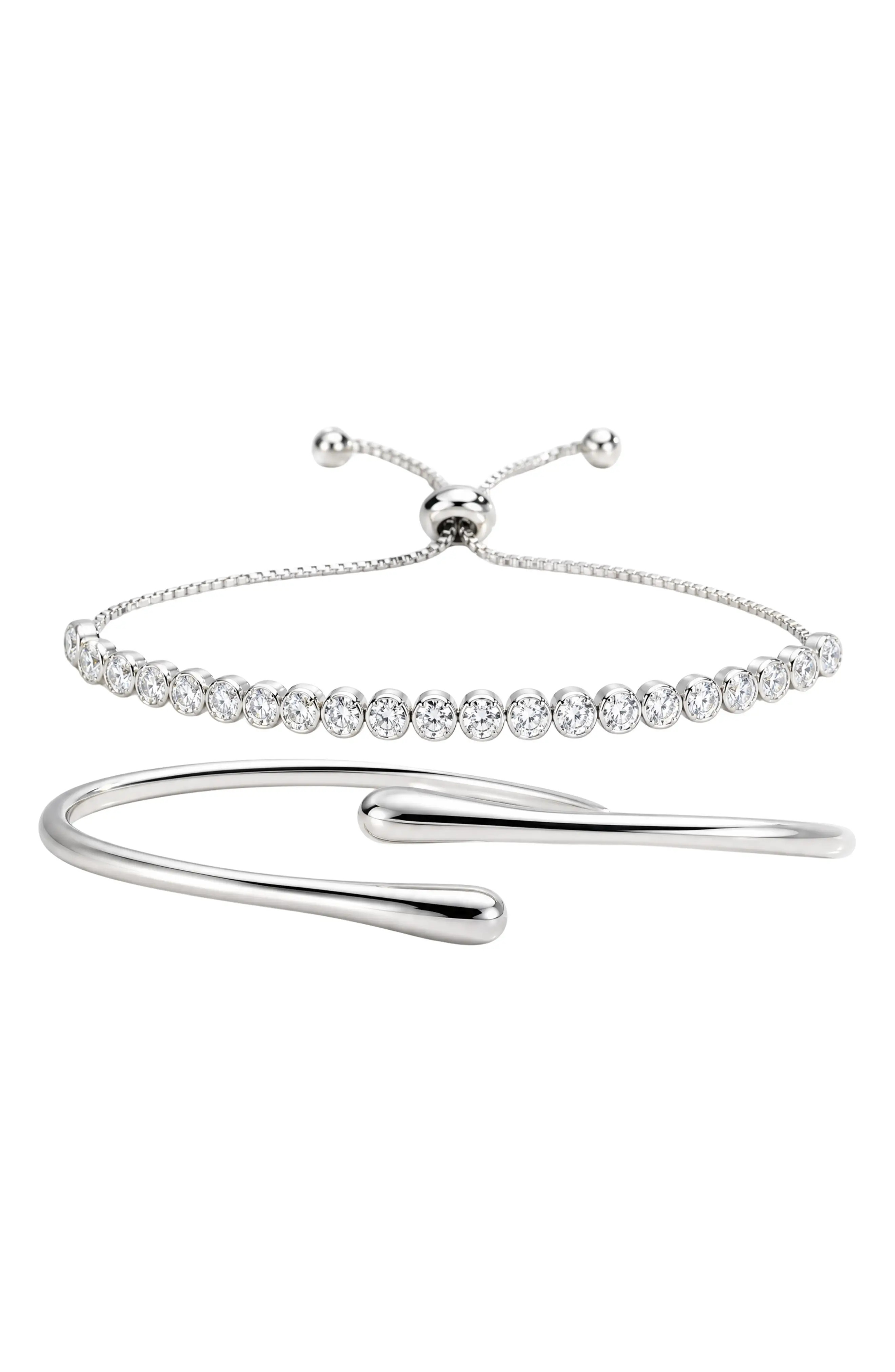 Set of 2 Bypass Cuff & Adjustable Tennis Bracelets (Women) | Nordstrom | Nordstrom