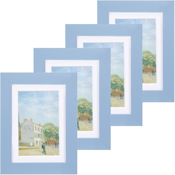 Muzilife 5x7 Wood Picture Frame Flat Set of 4 Display Pictures 4x6 with Mat or 5x7 Without Mat, B... | Amazon (US)