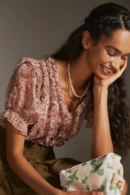 Puff-Sleeve Sheer Blouse | Anthropologie (US)
