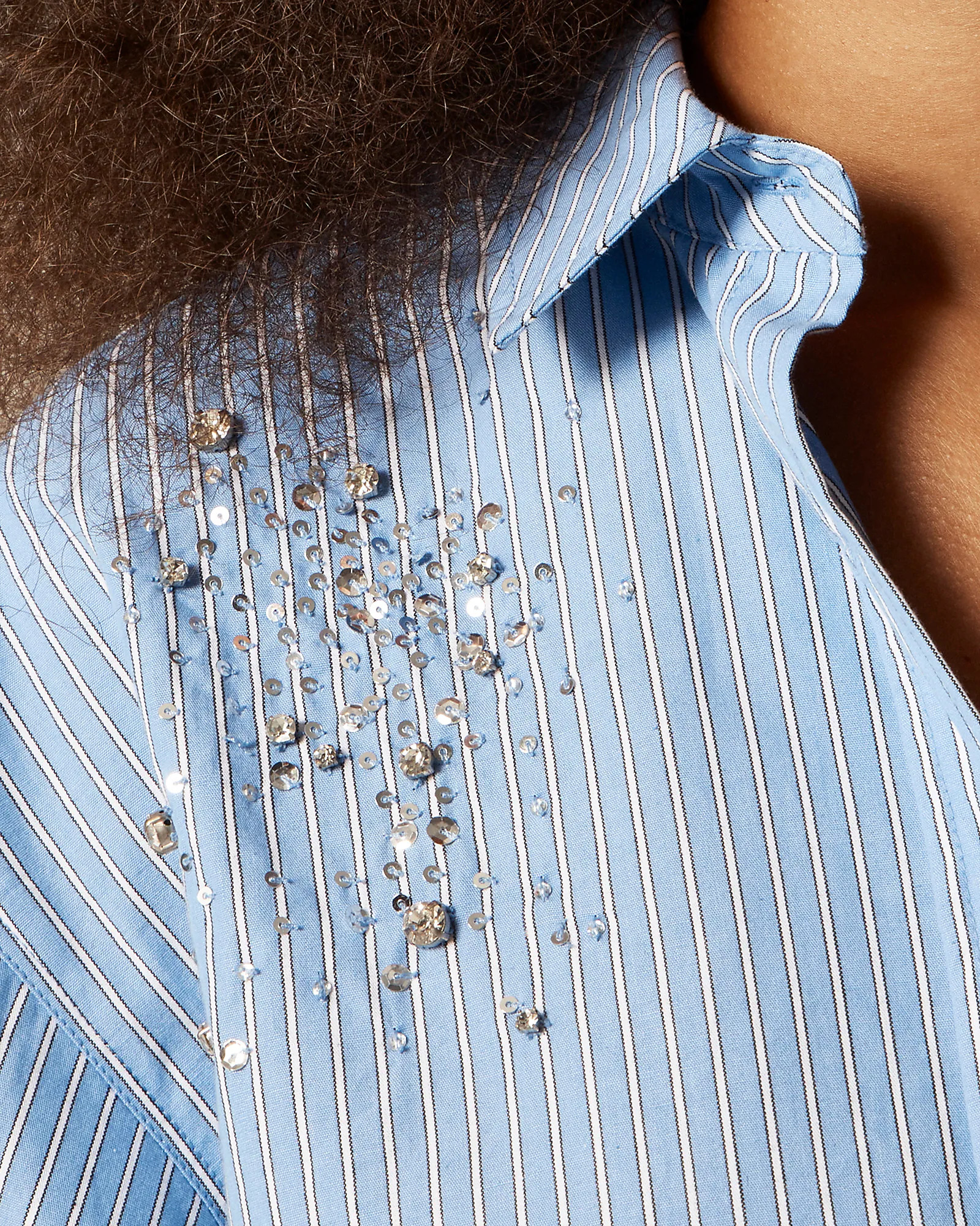 Étienne cropped button-up shirt with embellishments in stripe | J. Crew US