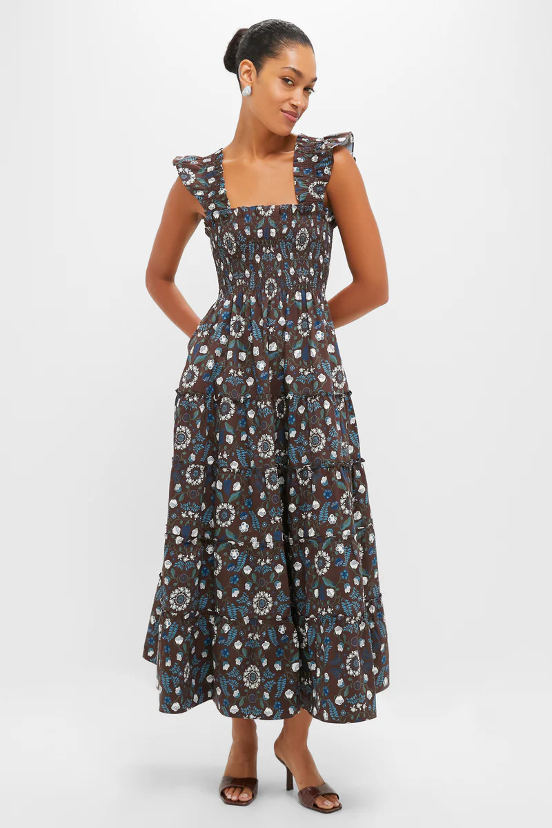 Chocolate Swedish Floral Ellie Maxi Nap Dress | Tuckernuck (US)
