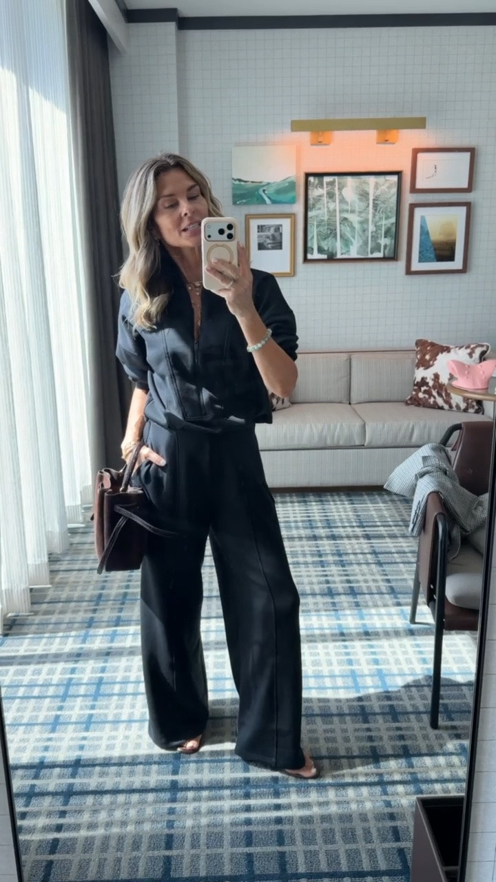 HAPPENING NOW: Take 25% OFF all full-priced AirEssentials (including new arrivals!!) with code AE25 through 8/30. 40% off swim! 

After 8/30 Use discount code FASHIONEDLIFEXSPANX for 15% off new orders + free shipping
I’m 5’6’’
-jumpsuit wearing a XS P (they’ve changed the length sizing so refer to website)
-chic black dress wearing a size XS
-track jacket size S
-pintuck wide leg pant size XS P
@Spanx

#LTKgrwm #LTKSeasonal #LTKOver40