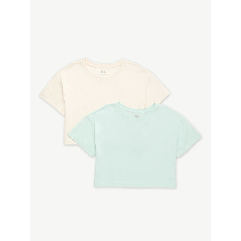 Free Assembly Girls Short Sleeve Cropped T-Shirt, Sizes 4-18 | Walmart (US)