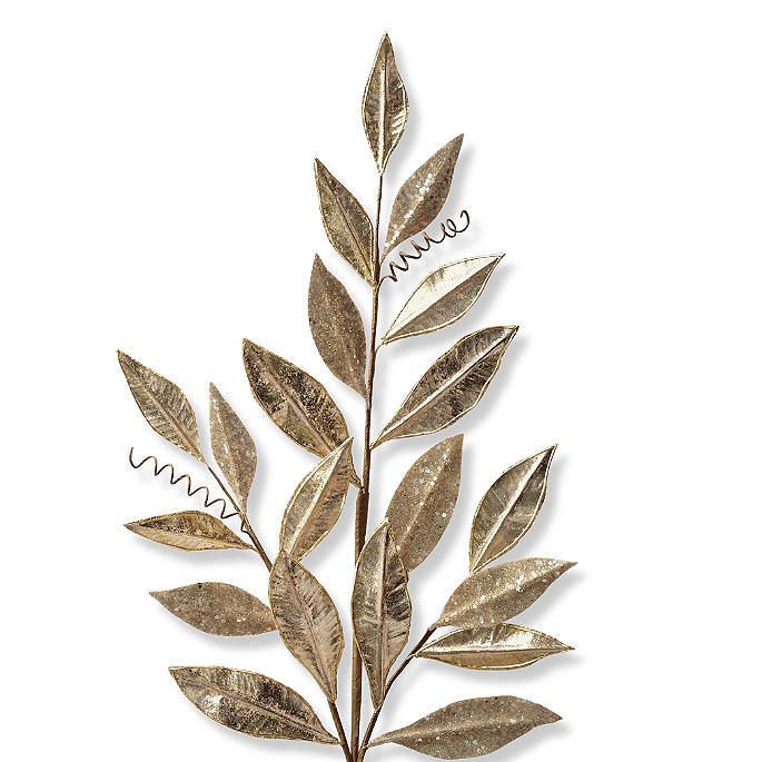 Metallic Glitter Magnolia Leaf Stem, Set of Six | Frontgate | Frontgate