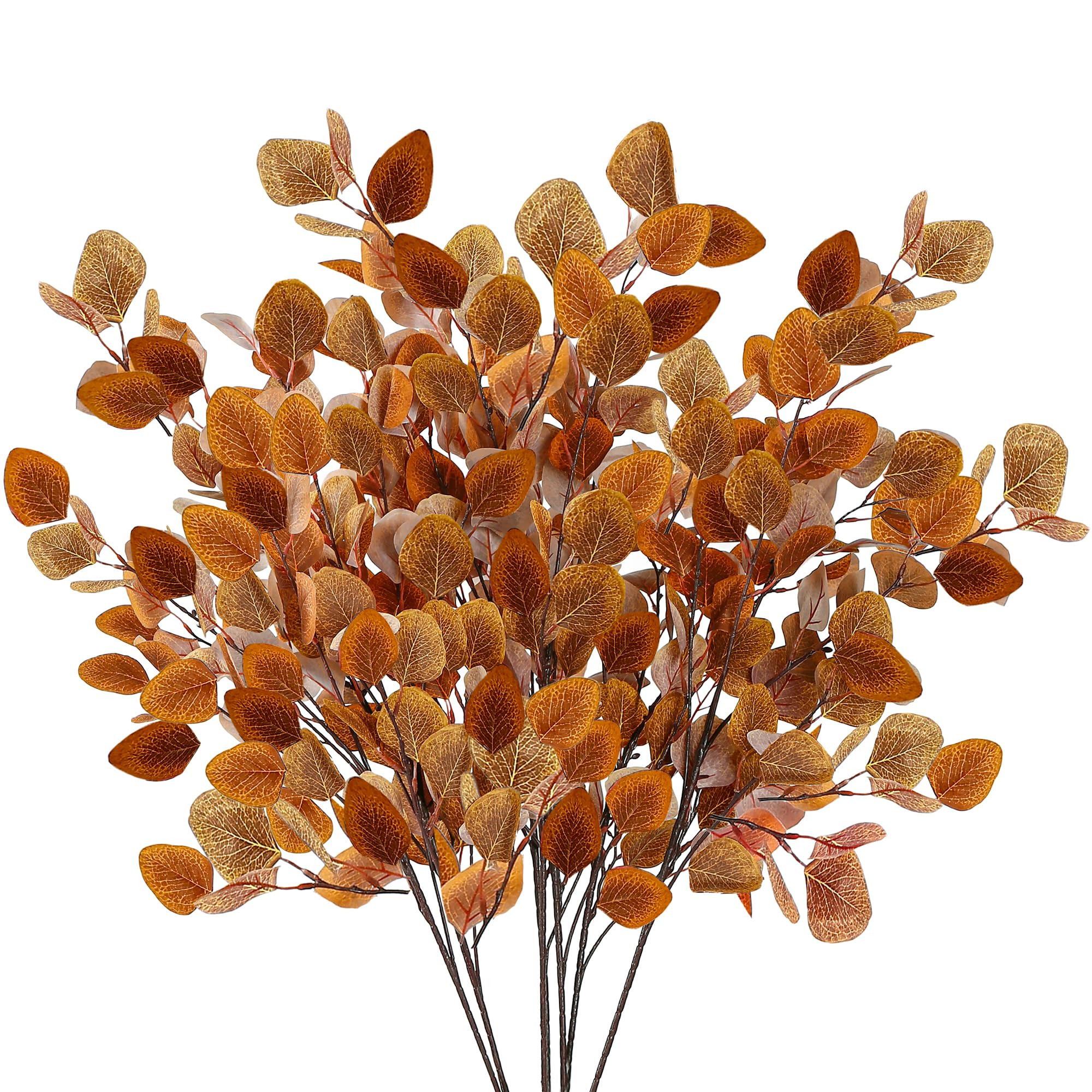 Sggvecsy 6 Pcs Fall Eucalyptus Leaves Artificial Eucalyptus Stems Long Silver Dollar Leaves Autum... | Amazon (US)