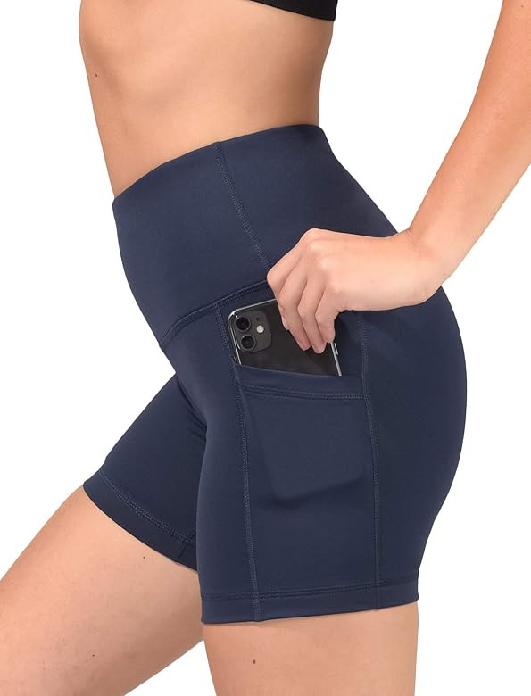 90 Degree By Reflex - High Waist Power Flex Biker Shorts with Side Pockets - 5", 7", 9" | Amazon (US)