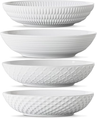 Maison Neuve Set of 4 White 34oz Porcelain Dinner Bowls - Dishwasher - Safe Textured 8.5" Bowls For Soup, Pasta, Cereal | Amazon (US)