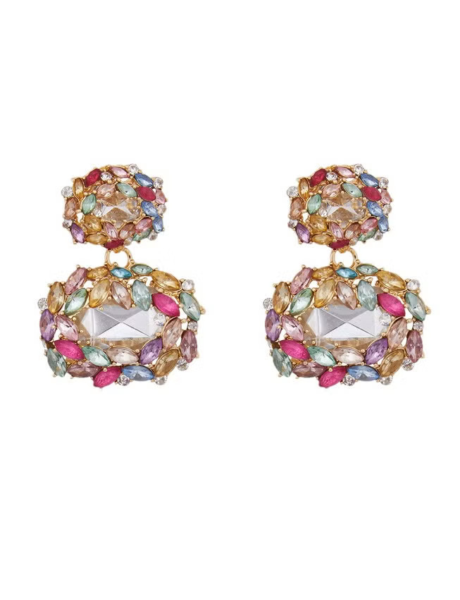 Multi Gem Cluster Drop Earrings | Eloquii