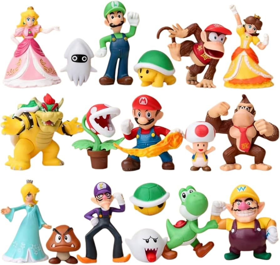 18 Pcs Mario Figurines Set, Mario Mini Figures Collection for Birthday Party & Cake Toppers | Amazon (US)