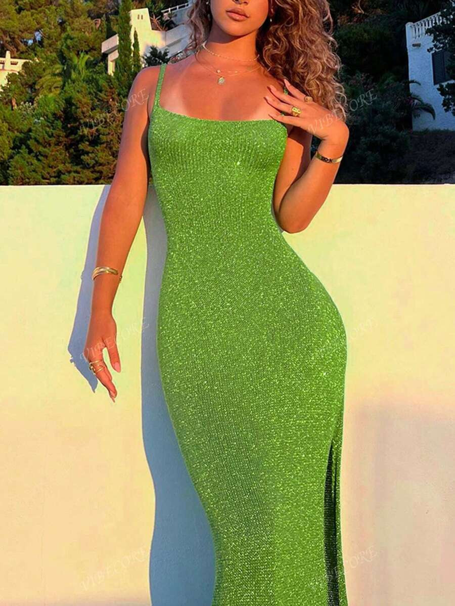 Women Sexy Green Bodycon Backless Spring Summer Party Vacation Elegant Night Out Fashion Long Dre... | SHEIN