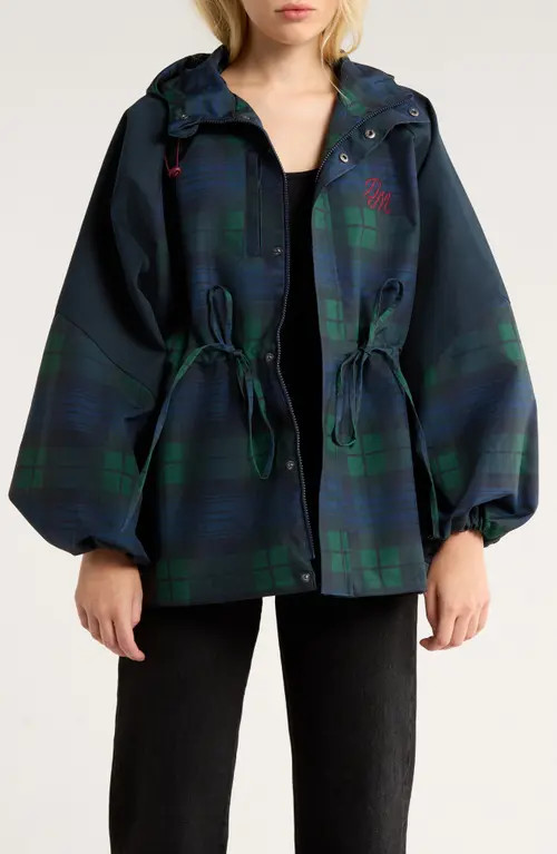 Damson Madder Liu Water Resistant Plaid Raincoat in Navy at Nordstrom, Size 12 Us | Nordstrom