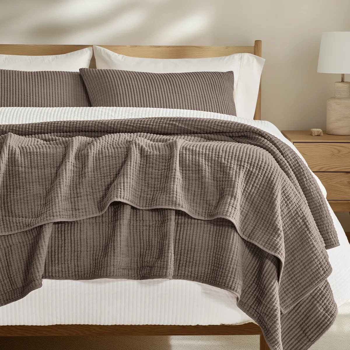 Ribbed Matelass\u00e9 Cotton Coverlet Set | Wayfair North America