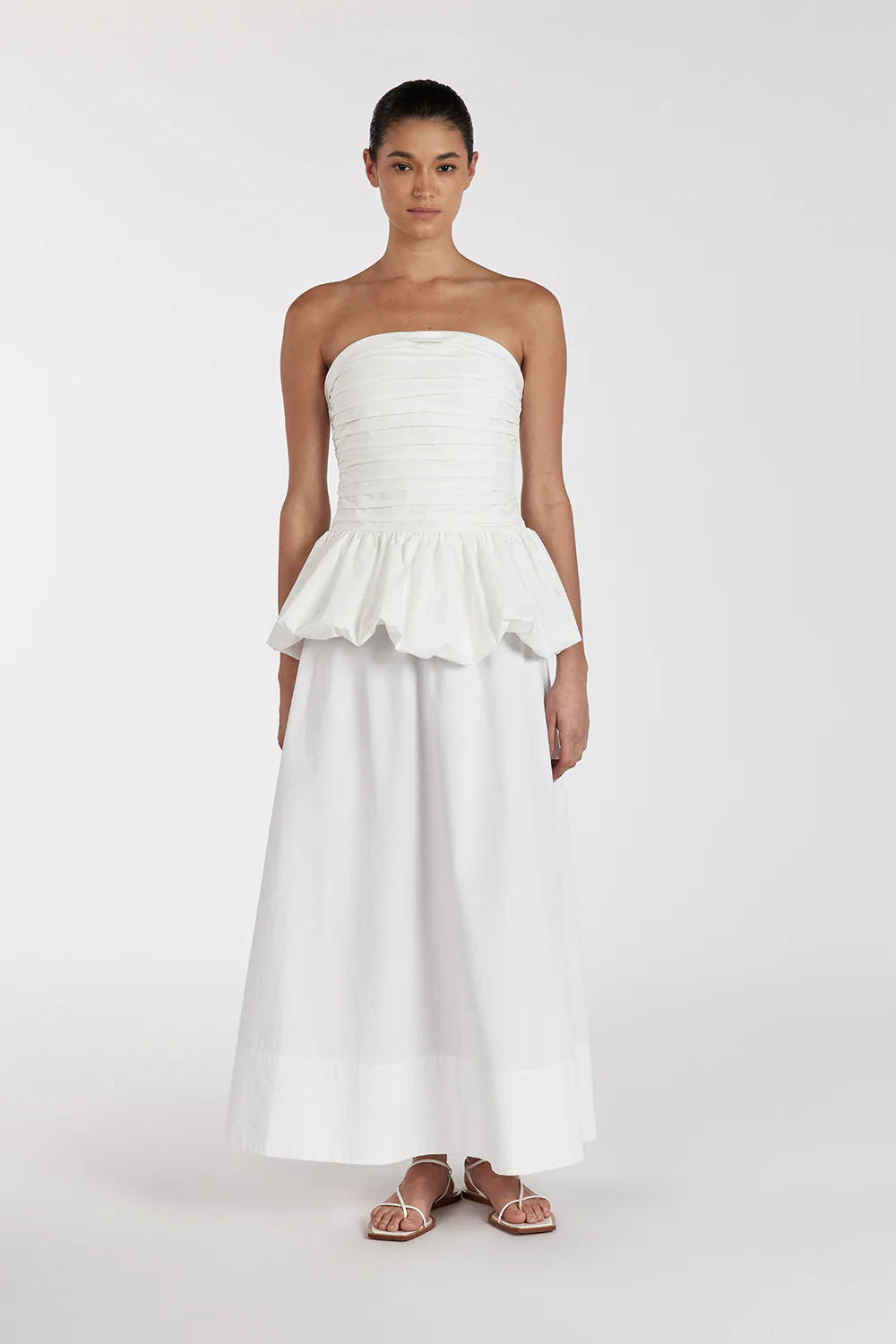 PEGGY WHITE COTTON STRAPLESS TOP | DISSH