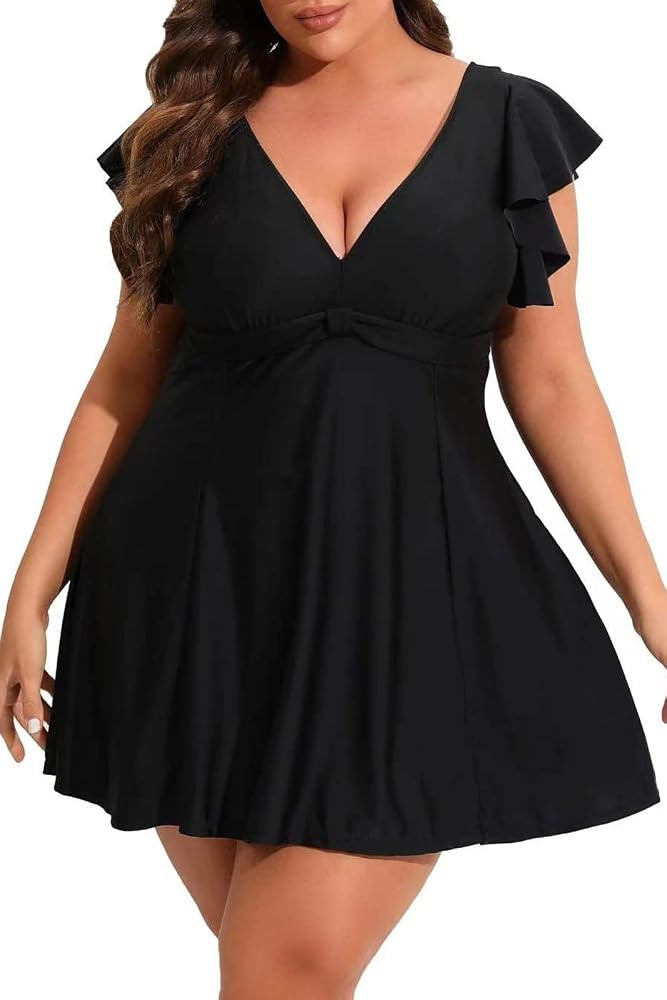 Smismivo Plus Size Swimsuit for Women One Piece Bathing Suit Swimdress Swimwear
        Tummy Con... | Amazon (US)