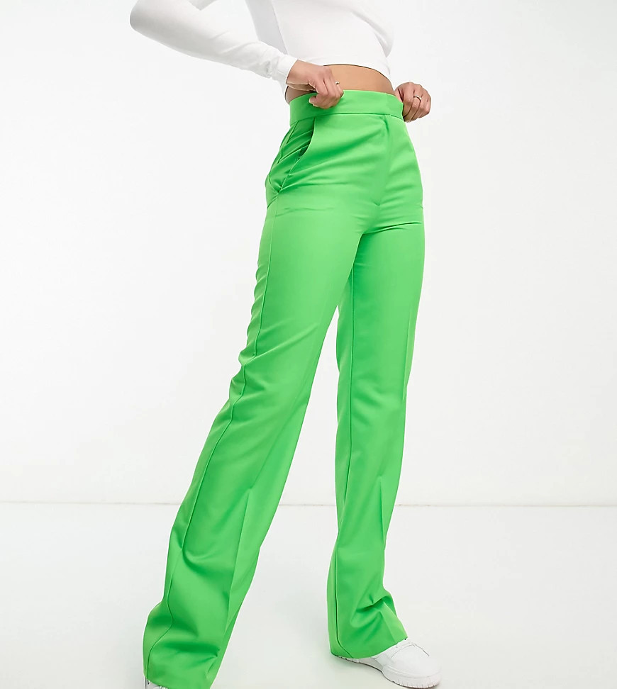 ASOS DESIGN Tall ultimate straight leg trouser in bright green | ASOS (Global)