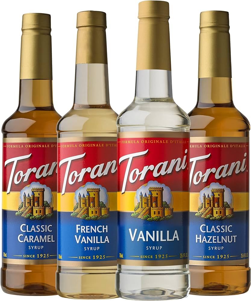 Torani Variety Pack Caramel, French Vanilla, Vanilla & Hazelnut, 25.4 Ounces (Pack of 4) | Amazon (US)