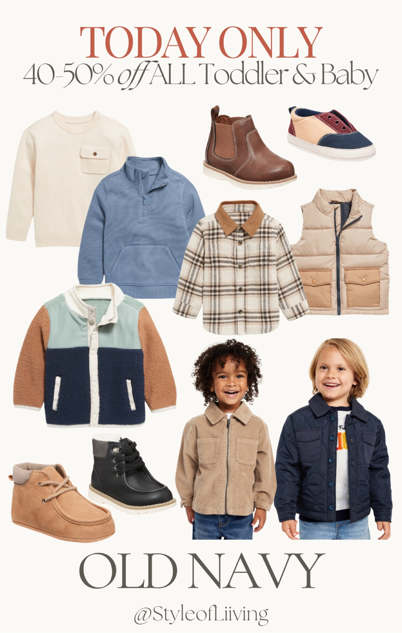 Old Navy fall fashion for toddler and baby boys! Today only sale! 40-50% off all baby and toddler fashion. Sweaters, jackets, vests, shoes, pullovers, pants, fleece. Fall outfits for kids. #ltksalealert #oldnavy #ltkseasonal 

#LTKBaby #LTKKids #LTKFamily