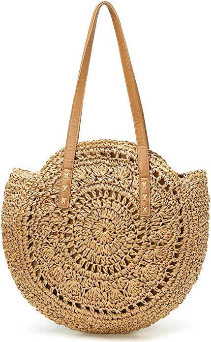 Straw Beach Bags Tote Tassels Bag Hobo Summer Handwoven Shoulder Bags Purse With Pom Poms | Amazon (US)