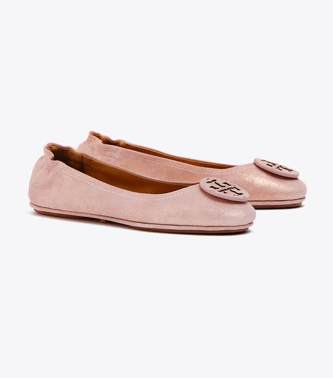 MINNIE TRAVEL BALLET FLAT, METALLIC SUEDE | Tory Burch US