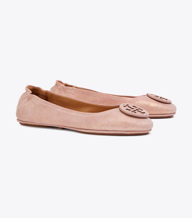 MINNIE TRAVEL BALLET FLAT, METALLIC SUEDE | Tory Burch US