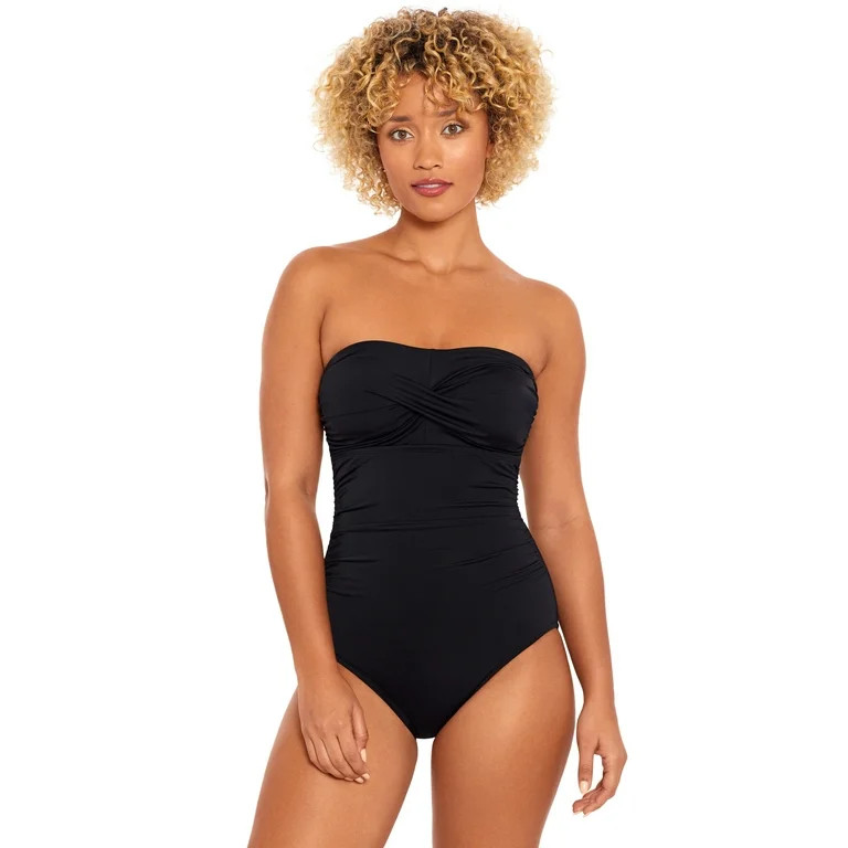 Time and Tru Women’s and Plus Bandeau Twist Front One Piece Swimsuit | Walmart (US)