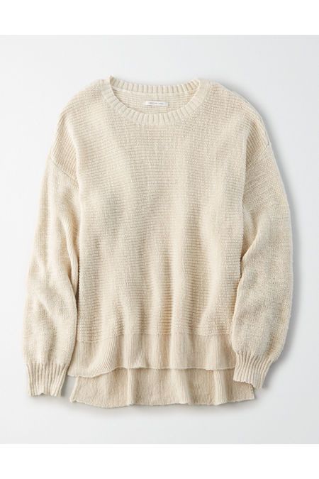 AE Crew Neck Sweater Women's Cream M | American Eagle Outfitters (US & CA)