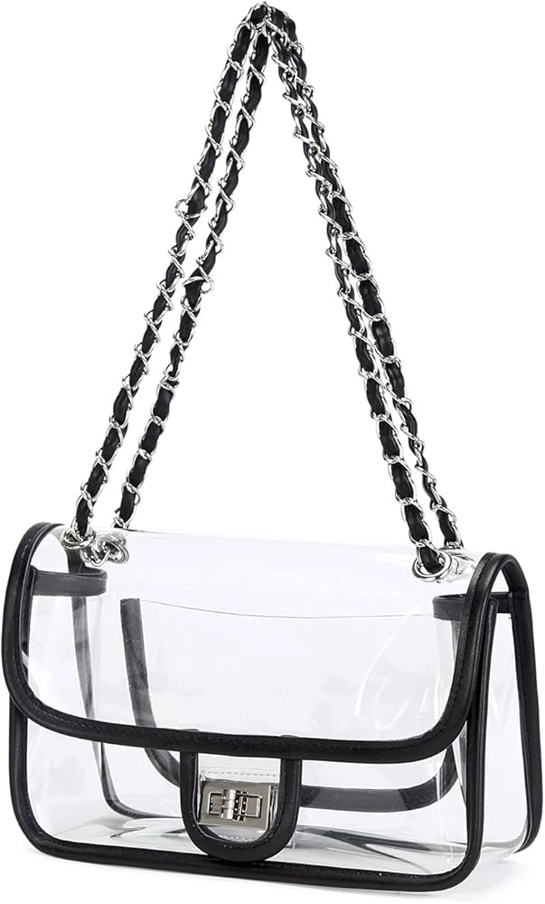 LAM GALLERY Womens PVC Clear Purse Handbag with Chain Stadium Approved Clear Bag See Through Bag ... | Amazon (US)