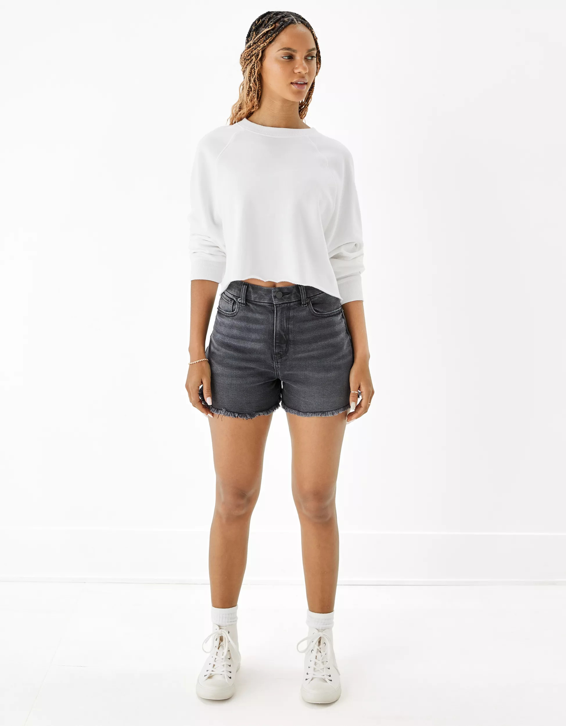 AE Stretch Curvy Denim Mom Shorts | American Eagle Outfitters (US & CA)