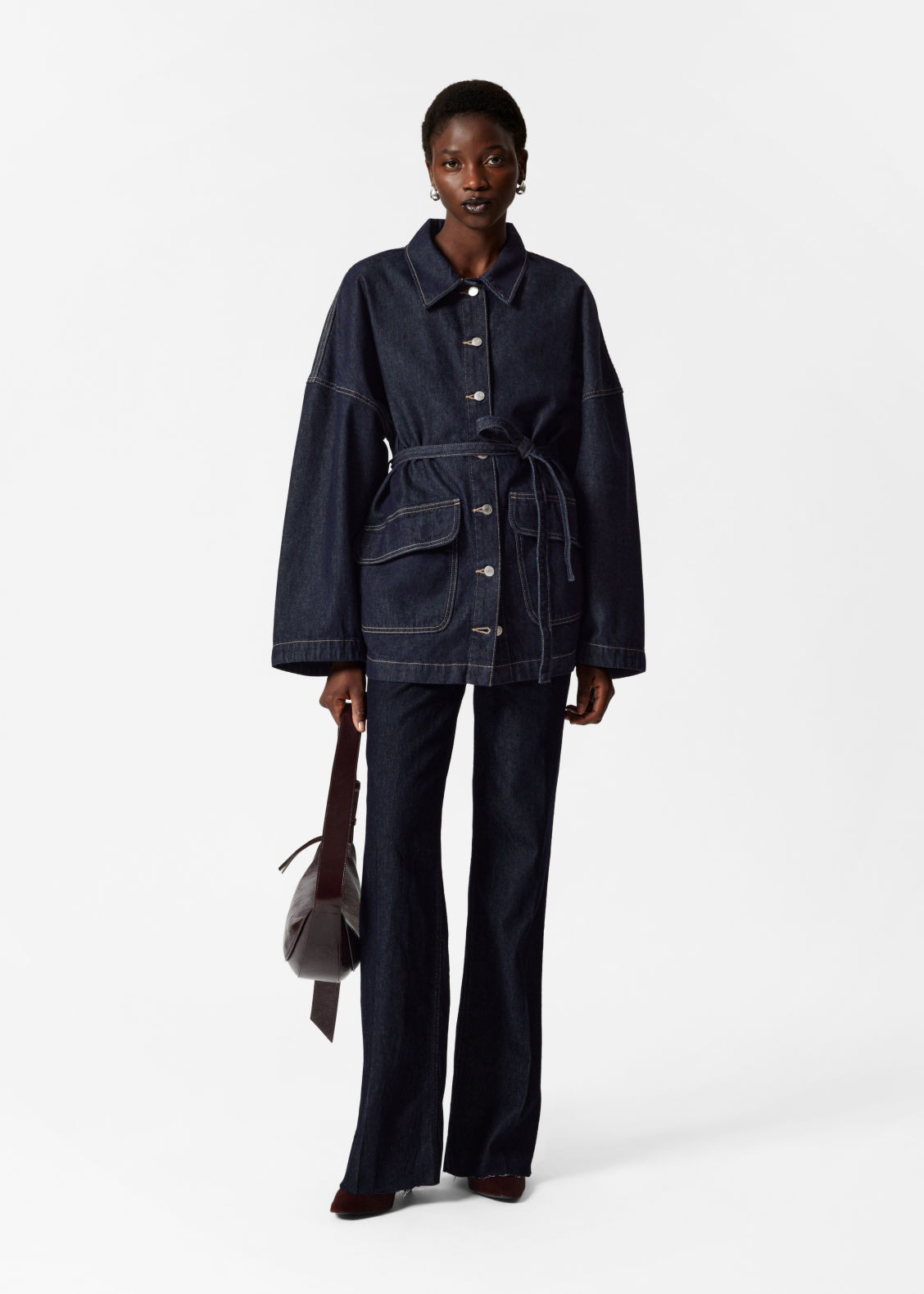 Belted Oversized Denim Jacket - Blue | & Other Stories US