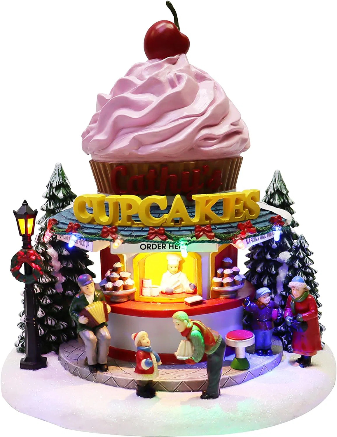 7.2”H Food Shop Village: Burger / Cupcake - LED Lights, 8 Classic Christmas Carols Music, Batte... | Wayfair North America