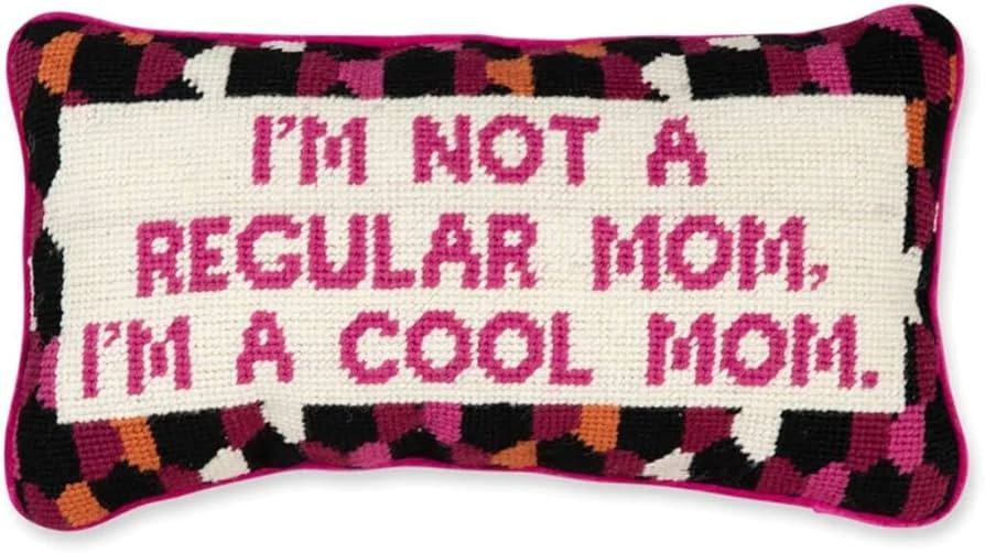 FURBISH Needlepoint Decorative Throw Pillow - Cool Mom - 8" x 14" - Small Embroidered Accent Pill... | Amazon (US)