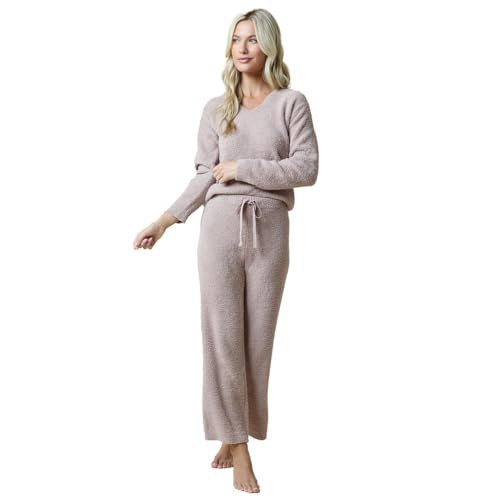 Softies Ultra-Soft Solid Marshmallow V-Neck Lounge Set for Women, Coco, L | Amazon (US)