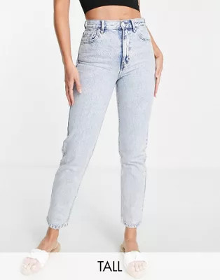 Pull&Bear Tall basic mom jean in light blue | ASOS (Global)