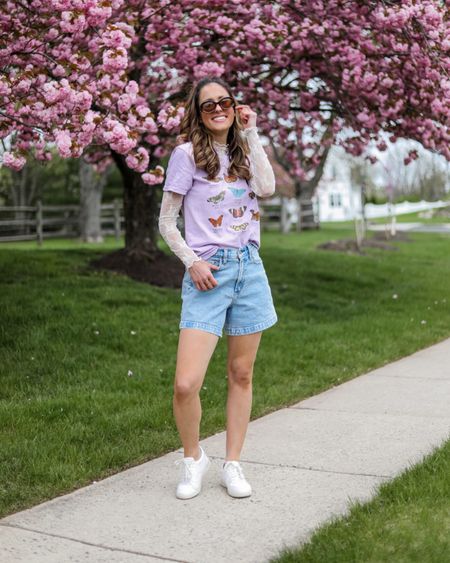 Summer outfit with Jean shorts 

Sheer lace top // Amazon sunglasses // butterfly graphic t shirt // long sleeve lace shirt // dad shorts from Abercrombie // denim shorts 

#LTKFindsUnder50 #LTKSeasonal #LTKStyleTip