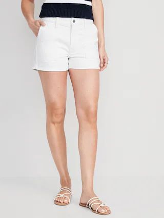 High-Waisted OG Loose White Jean Utility Shorts for Women -- 3-inch inseam | Old Navy (US)
