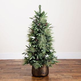 Pre-Lit Mixed Pine Christmas Tree with Pinecones (4 Ft.) | Pottery Barn Teen