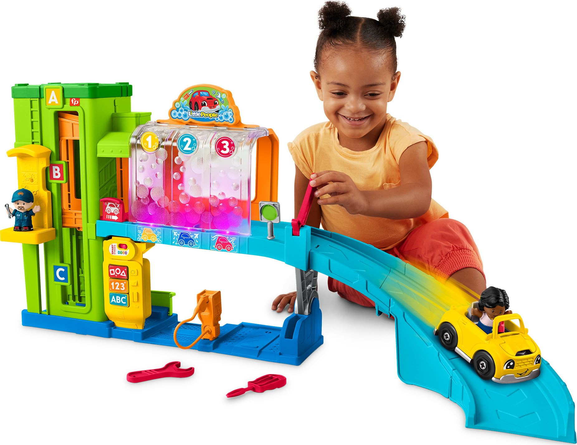 Fisher-Price Little People Toddler Toy Light-Up Learning Garage Playset with Smart Stages, Car & ... | Amazon (US)
