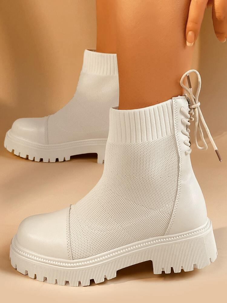 Minimalist Slip On Knit Boots | SHEIN