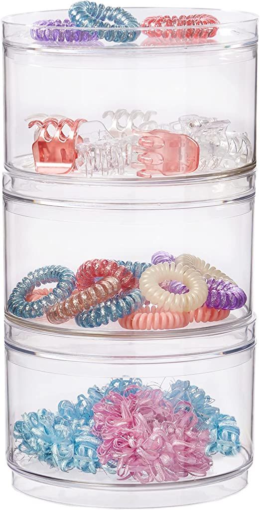 STORi Bella 3-piece Stackable Clear Plastic Container Set | Round Vanity Storage Organizers with ... | Amazon (US)