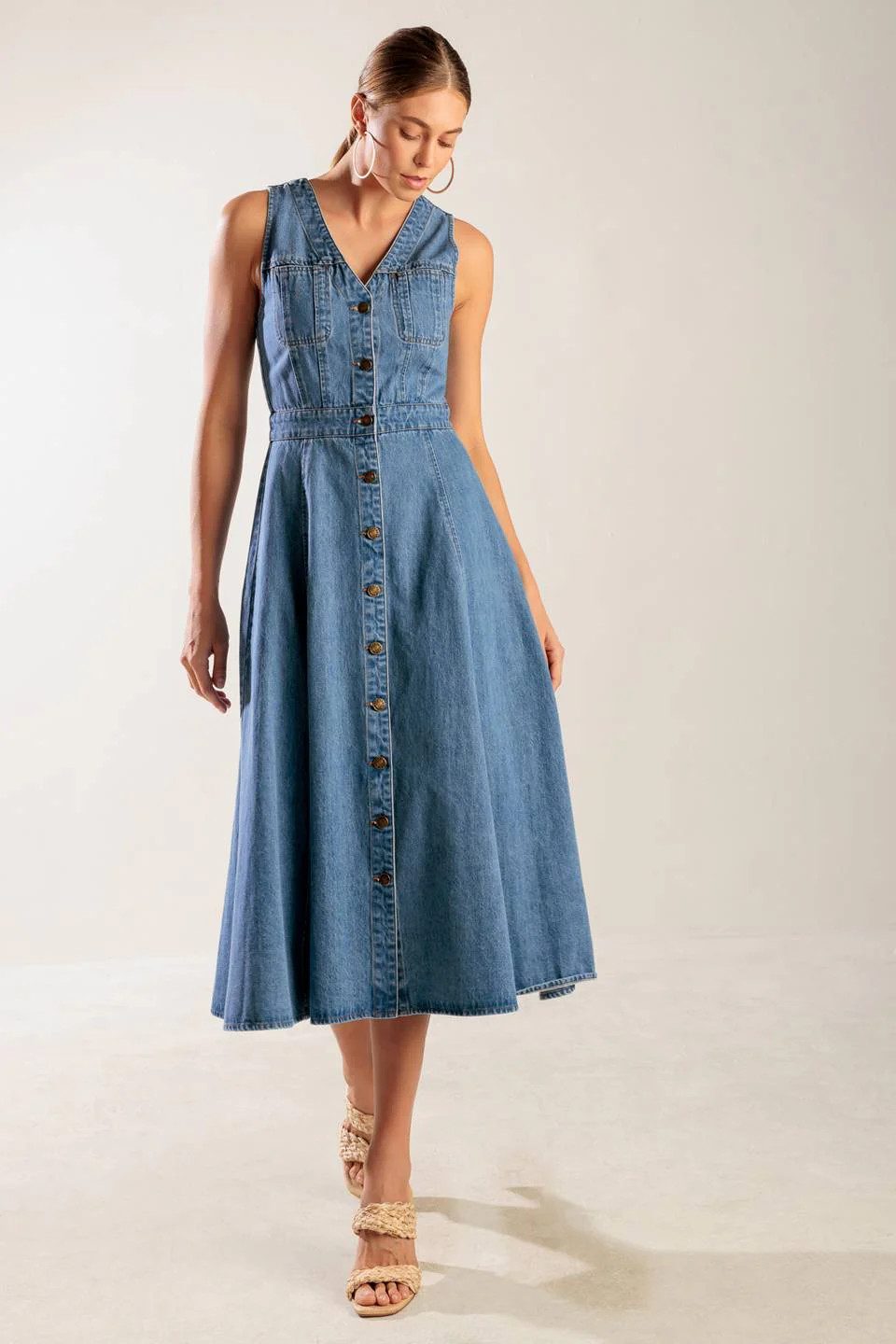 THE JOURNEY BEGINS BLUE DENIM MIDI DRESS | Lady Black Tie