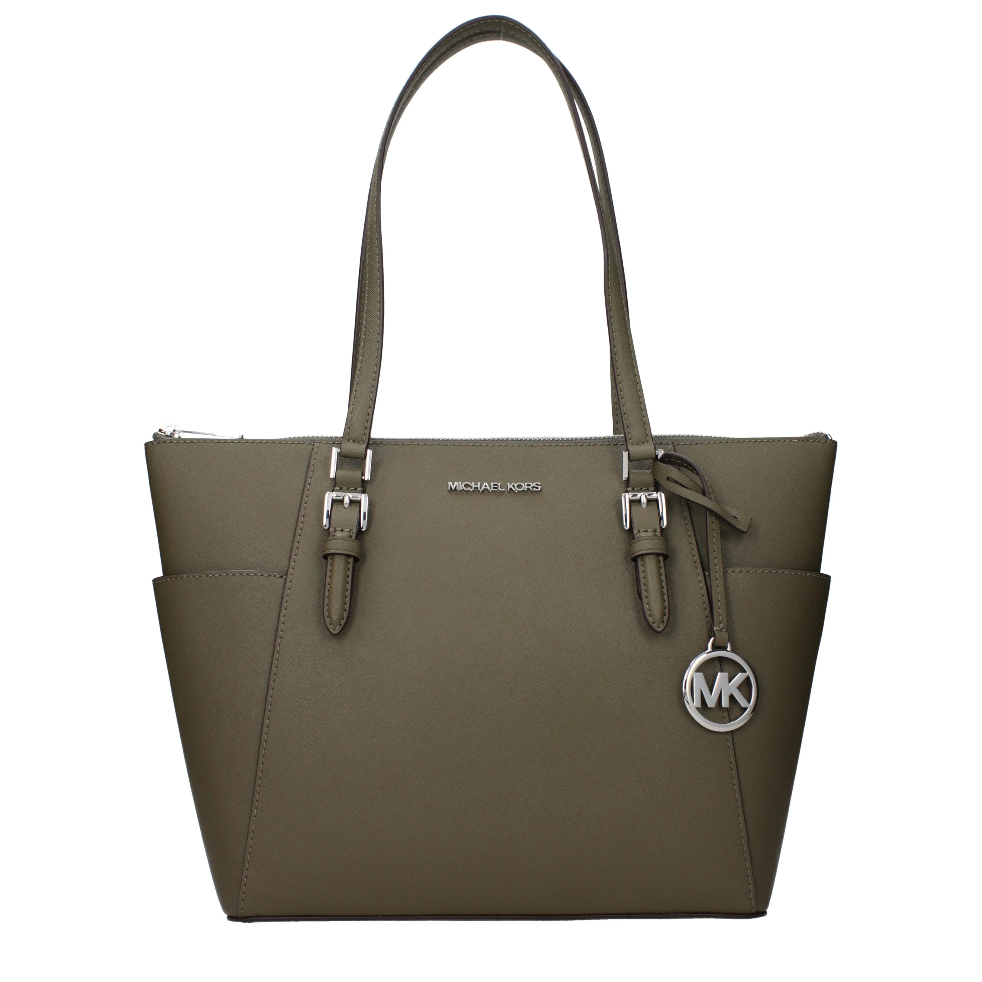 Michael Kors Charlotte Women's Shoulder Bag Green/Olive Leather | Balardi (US & Canada)
