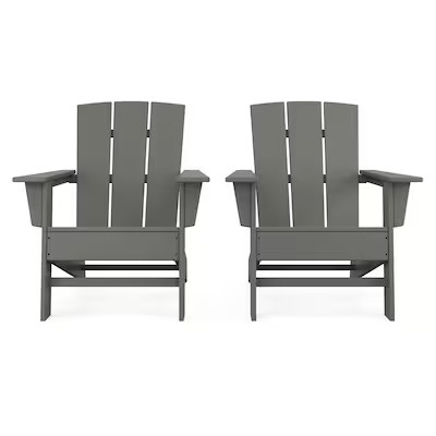 allen + roth by POLYWOOD Oakport Set of 2 Slate Grey Plastic Frame Stationary Adirondack Chair(s)... | Lowe's