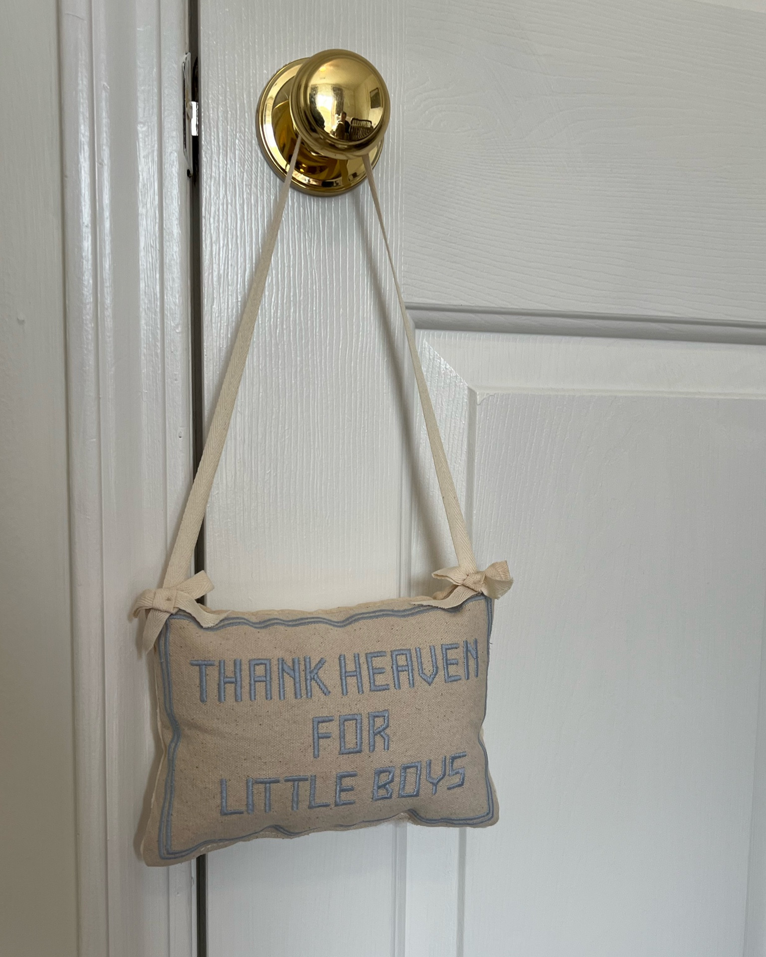 Can’t get over this embroidered door hanger pillow for the nursery 🥹 

#LTKBaby #LTKKids #LTKGiftGuide