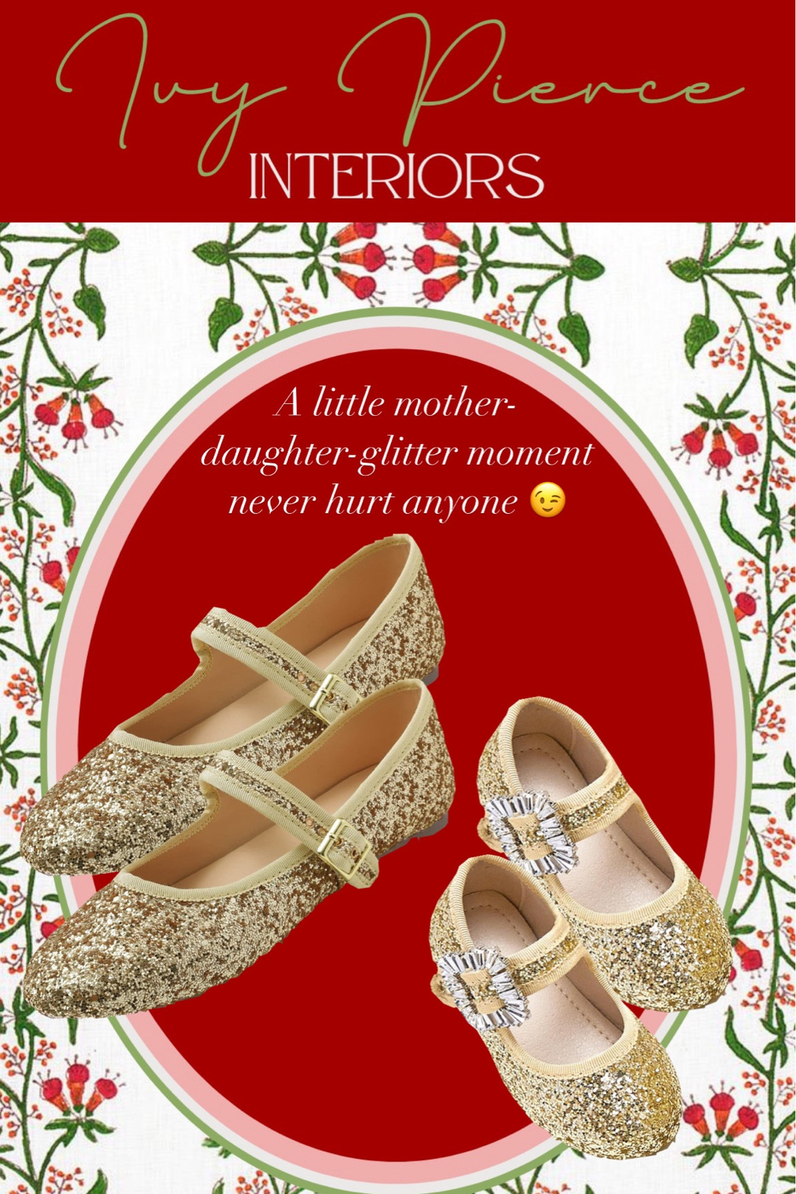 Match your mini in the sweetest gold
Glitter Mary Jane’s!