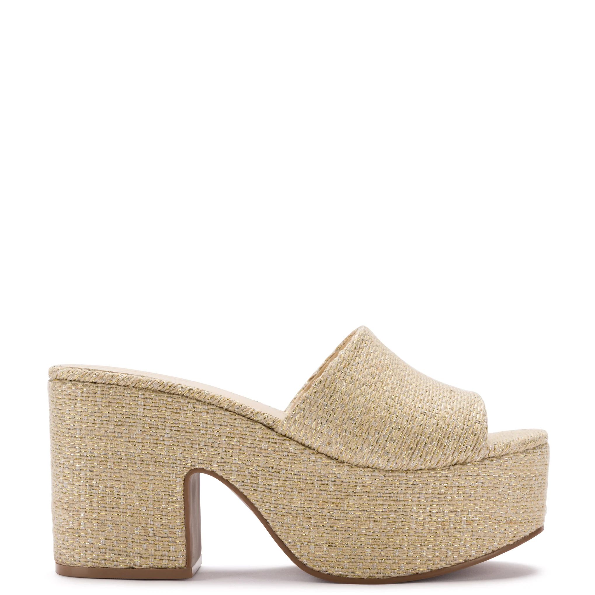 Miso Platform Sandal In Metallic Raffia | Larroude