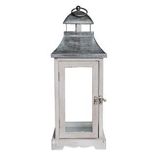 16" White Wooden Lantern with Galvanized Top by Ashland® | Michaels Stores