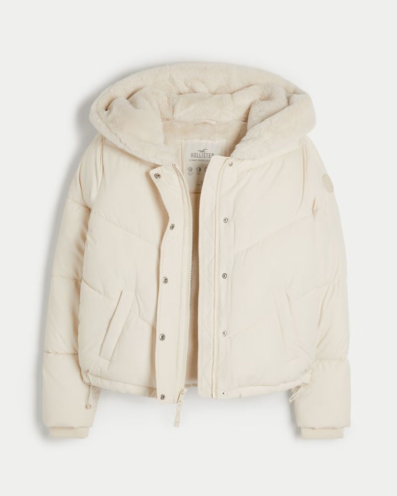 Women's Ultimate Faux Fur-Lined Hooded Puffer Jacket | Women's Jackets & Coats | HollisterCo.com | Hollister (UK)